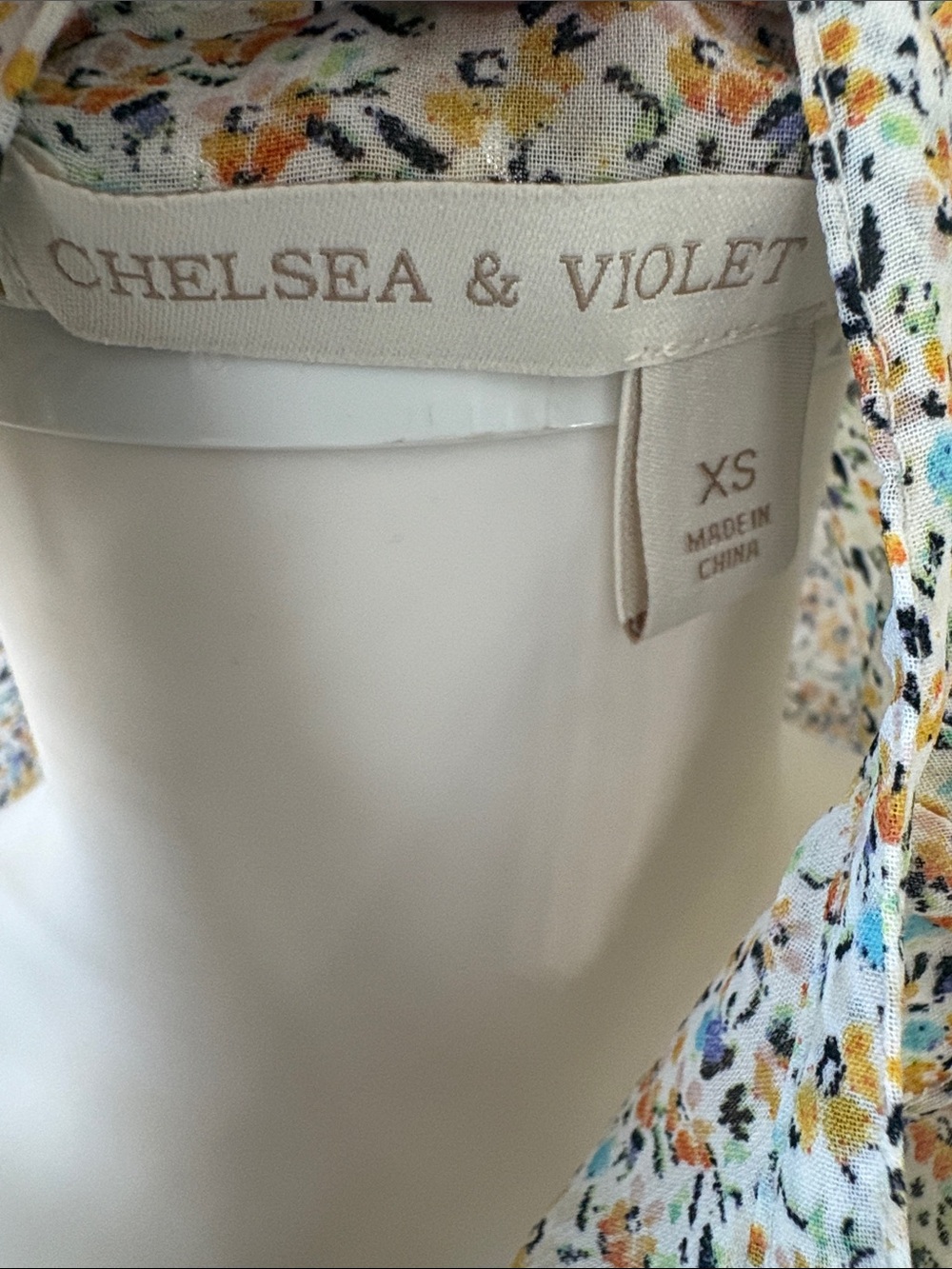 Chelsea & Violet Cream Floral Ruffle Button-Front Blouse - Picture 10 of 10